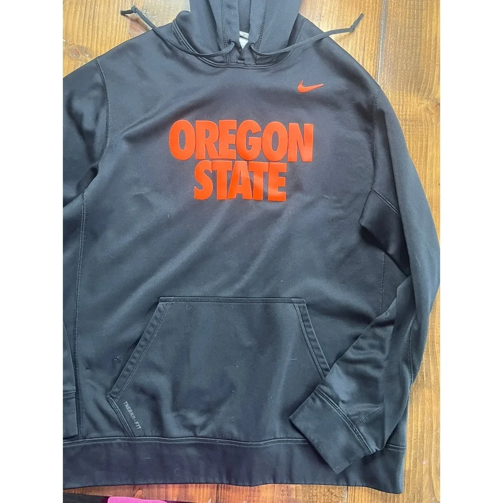 Nike Oregon State Beavers Therma-FIT Hoodie Mens‎ Large Black Orange Pullover